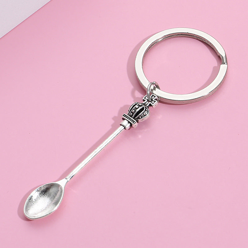 Wholesale 10PCS Crown Knife, Fork and Spoon Retro Metal Keychain